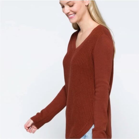 NEW RD Style Stitch Fix Josslyn V-Neck Sweater XL Burnt Orange Cotton Blend NWT - Picture 5 of 15